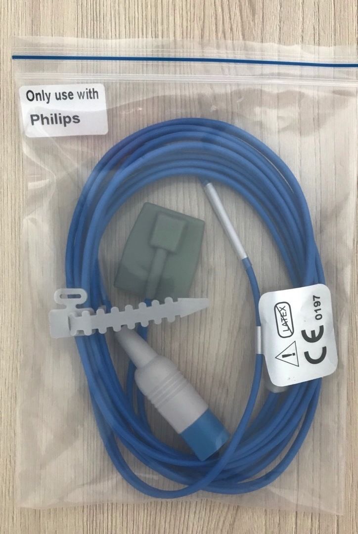 Compatible Spo2 sensor cable Philips Child Silicone Soft tip_สายโพรบวัดแซทแบบถุงซืลิโคนสำหรับเด็กโต สำหรับเครื่องมอนิเตอร์Philips