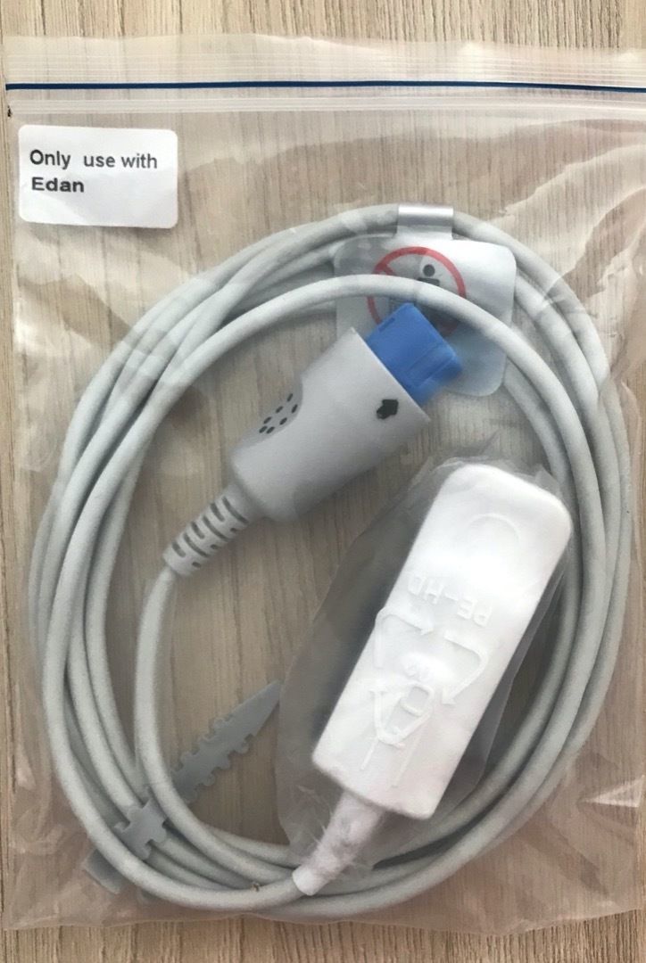 Spo2 Adult probe Adult cable for bedside patient monitor Edan IM20_สายแซทโพรบวัดออกซิเจนปลายนิ้วเครื่องมอนิเตอร์ Edan รุ่น IM20