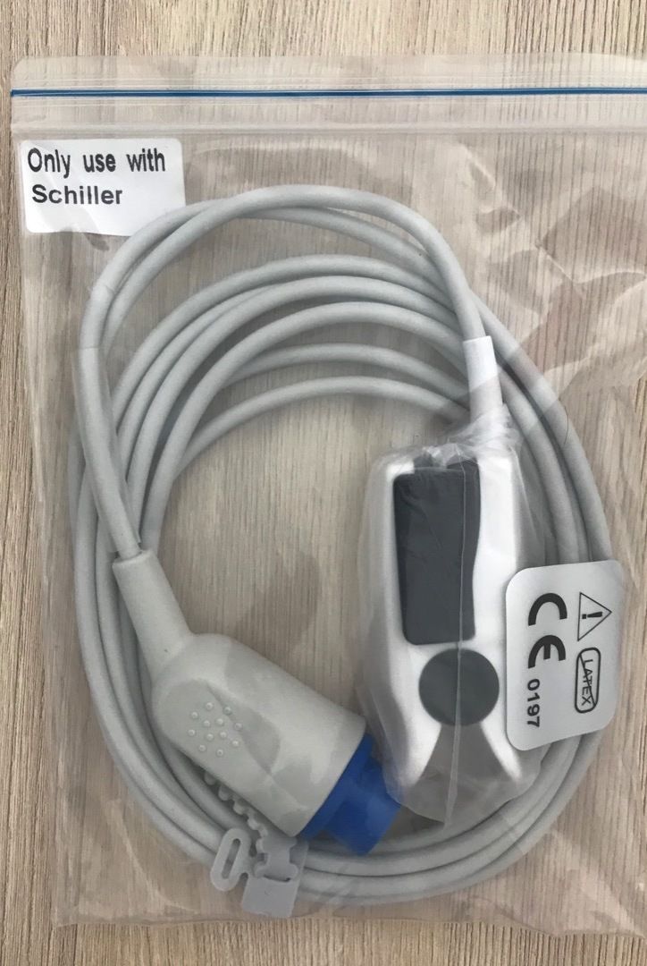 Spo2 Adult proble cable O2Sat Cable for Schiller Argus LSM_สายแซทโพรบเคเบิ้ลวัดออกซิเจนในเลือดออกซิเจนปลสยนิ้วเครื่องวัดสัญญาณชีพผู้ป่วย SCHILLER