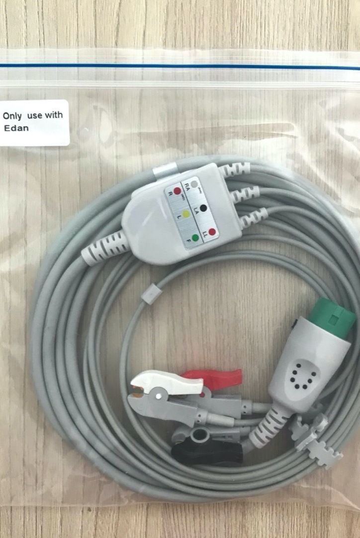 ECG 3 lead wires cable for Patient Monitor Edan IM20_สายอีซีจีเคเบิ้ลสำหรับเครื่องมอนิเตอร์วัดสัญญาณชีพผู้ป่วย Edan รุ่น IM20