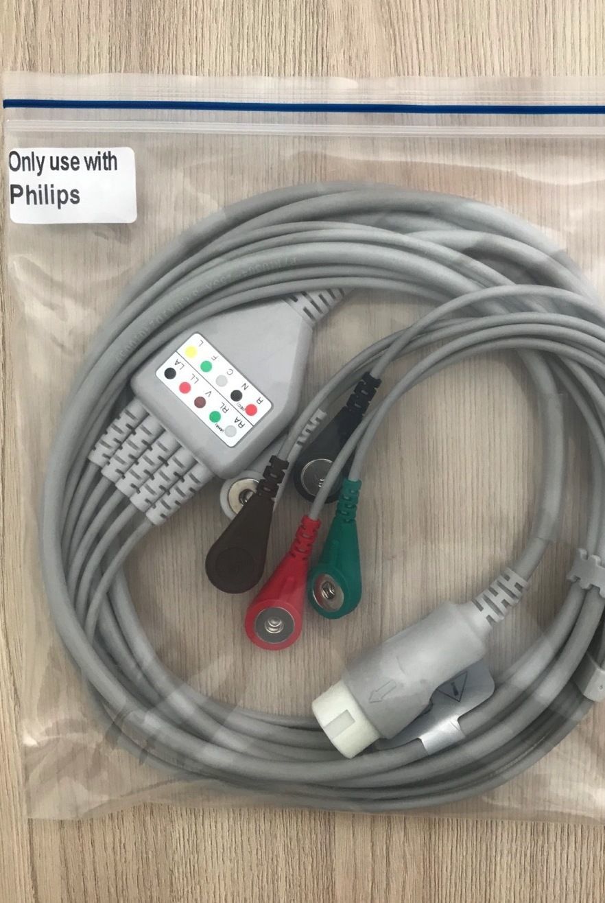 ECG 5 Lead wires cable for Defibrillator Philips Heartstart XL_สายอีซีจีหลีดเคเบิ้ลสำหรับเครื่องกระตุกไฟฟ้าหัวใจฟิลิปส์ Philips รุ่น Heartstart XL