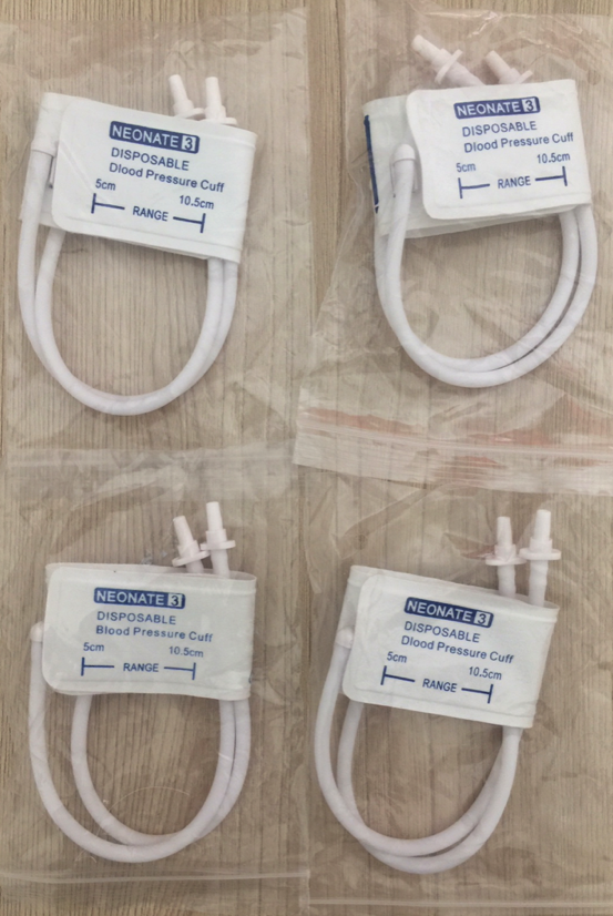 NIBP Disposable Cuff Neonate size No.3 duo tube with connector_คัพผ้าวัดความดันสำหรับทารกแบบสายคู่เบอร์ 3