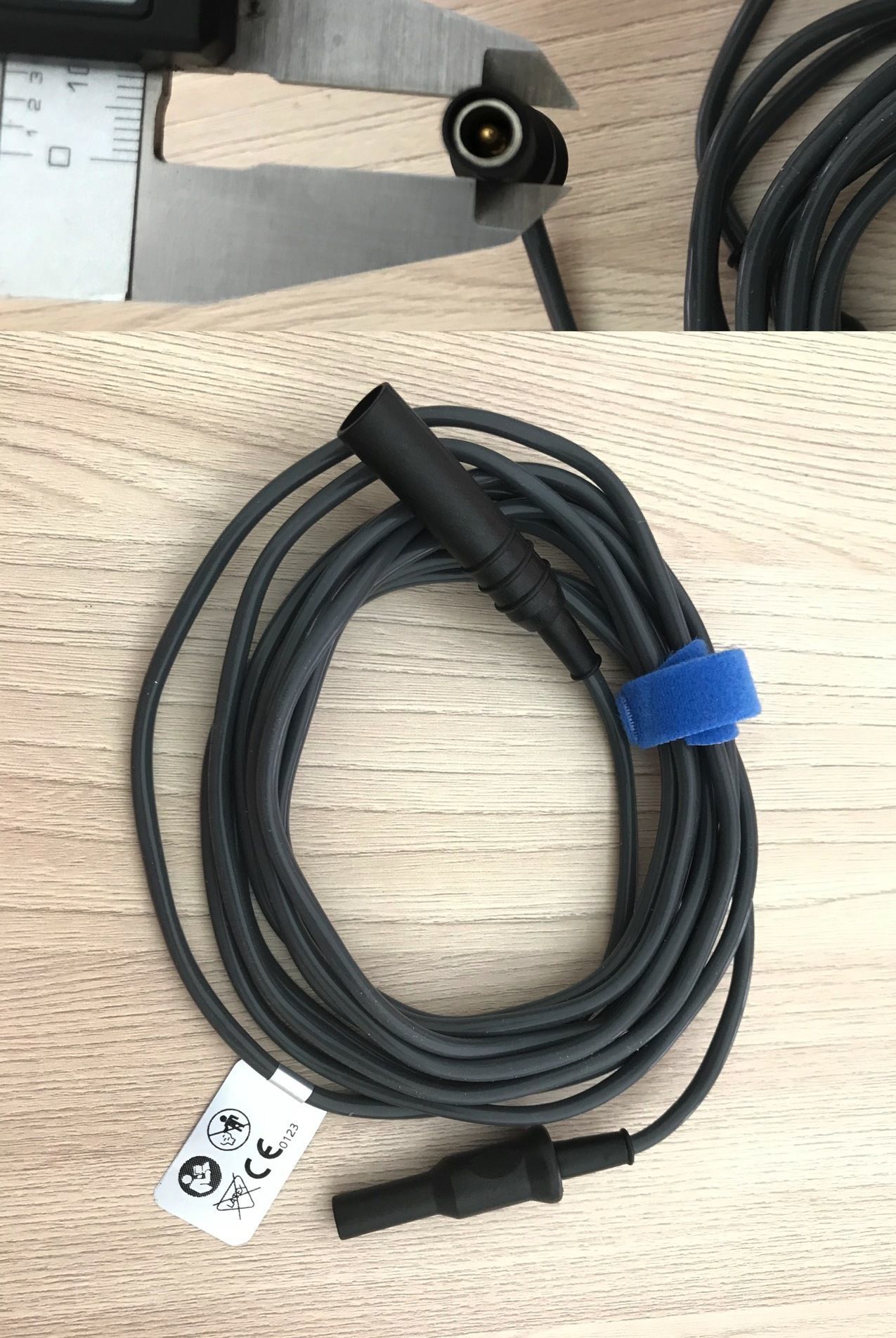 ESU Bipolar forceps cable Euro type with 2 mm connector_สายด้ามจี้ไบโพล่าร์ สายเคเบิ้ลไบโพล่าร์แบบข้อต่อเสียบด้ามมาตรฐานยุโรป ข้อต่อเข้าเครื่องเข็มด้านในขนาด 2 มม.