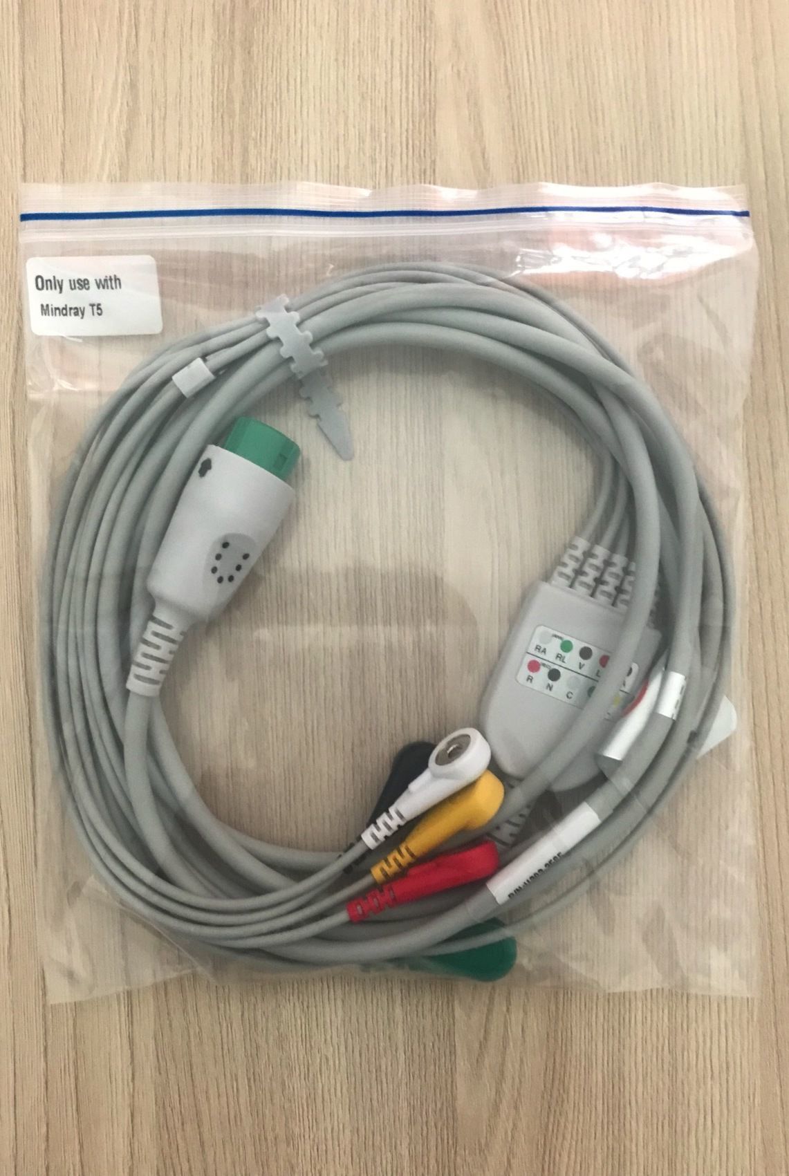 Compatible ECG 5 lead snap IEC cable for Patient Bedside Monitor Mindray_สายอีซีจีเคเบิ้ลแบบ 5 ลีด ปลายกระดุมสำหรับเครื่องวัดสัญญาณชีพ Mindray