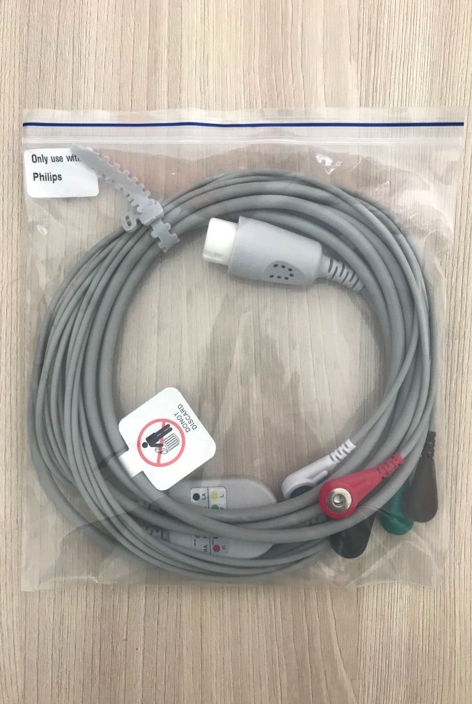 ECG 5 lead wires cable snap AHA for Philips Monitor & Philips Defibrillator_สายอีซีจีแบบ 5 ลีด ปลายกระดุมสำหรับเครื่องมอนิเตอร์และดีฟิบริลเลเตอร์ ฟิลิปส์