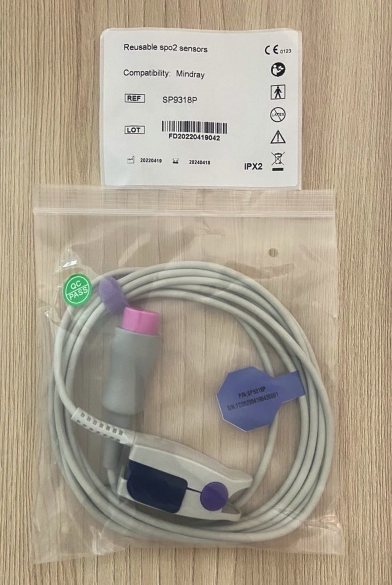 Spo2 Masimo Adult one piece cable for patient monitor Mindray_สายแซทโพรบวัดค่าเปอร์เซ็นต์ออกซิเจนในเลือดเครื่องมอนิเตอร์ Mindray แบบข้อต่อสีม่วง