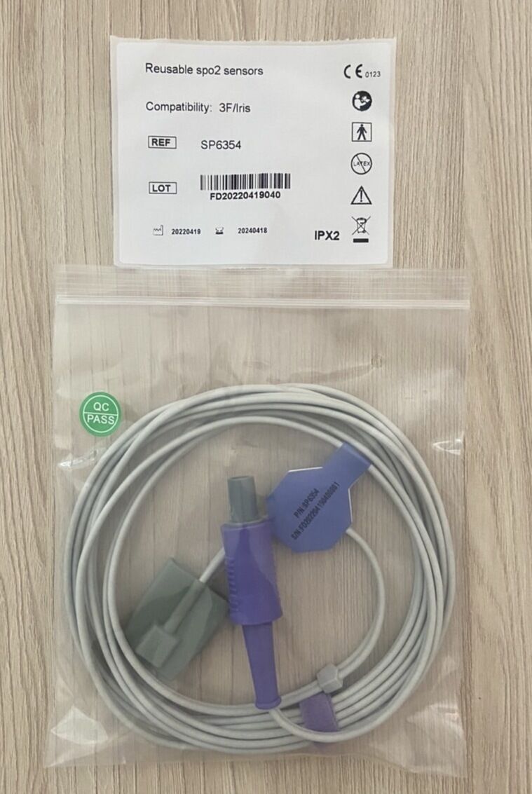 Spo2 Child Silicone soft tip cable for Vital Sign Monitor Iris_สายเซนเซอร์โพรบวัดออกซิเจนแซทเครื่องมอนิเตอร์ผู้ป่วย Iris