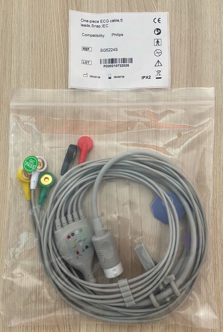 ECG 5 lead snap IEC direct connect cable for Philips_สายอีซีจีเคเบิ้ลเครื่องวัดสัญญาณชีพ Philips แบบสายท่อนเดียวต่อตรงเข้าตัวเครื่อง
