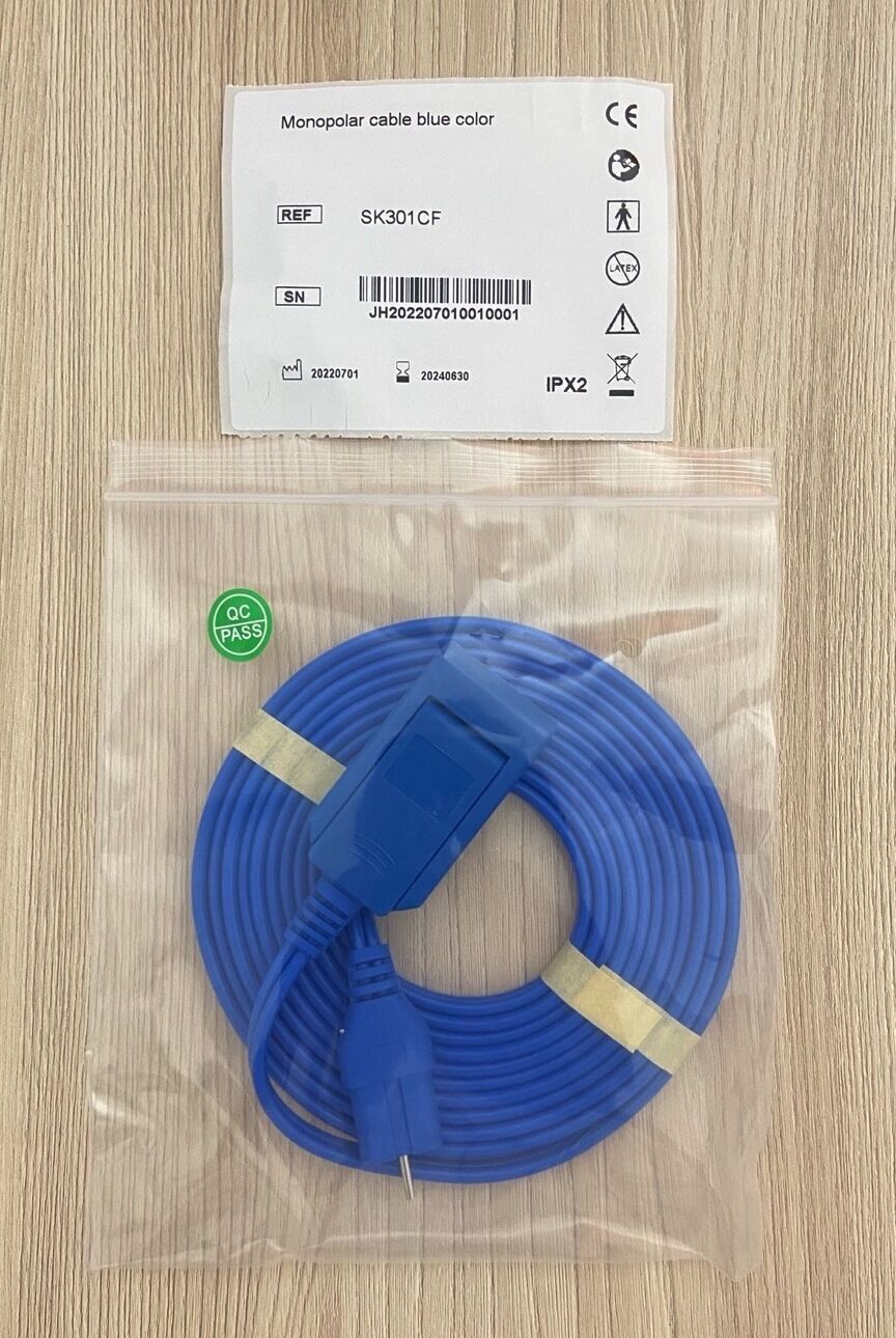 ESU Patient Return Cable Grounding plate cable with REM connector_สายเคเบิ้ลต่อแผ่นสื่อสำหรับเครื่องจี้ผ่าตัดไฟฟ้าข้อต่อแบบมีเงี่ยงกลาง